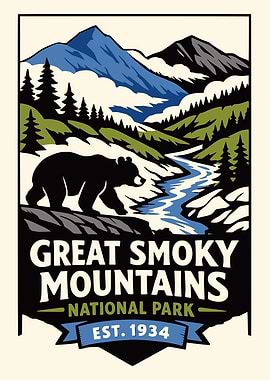 Great Smoky Mountains National Park Vintage Poster