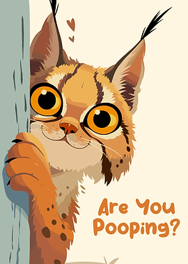 Cute Lynx Peeking with Funny Text