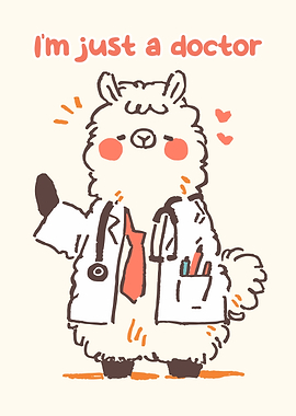 Cute Llama Doctor Illustration