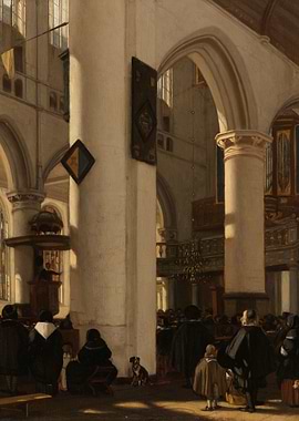 Interior of a Church with Congregation