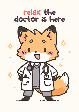 Cute Fox Doctor with Stethoscope