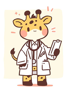 Cute Doctor Giraffe with Clipboard