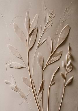 Botanical Bas-Relief Japandi Style