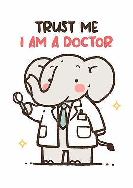 Cute Doctor Elephant with Magnifying Glass