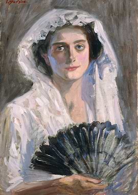 Woman with a Fan and Veil