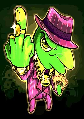 Gangster Frog with Money and Ring