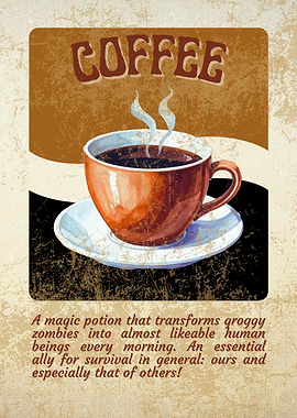 Retro Coffee Poster with humoristic quote