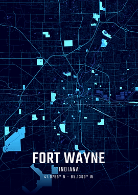 Fort Wayne Indiana Midnight City Map