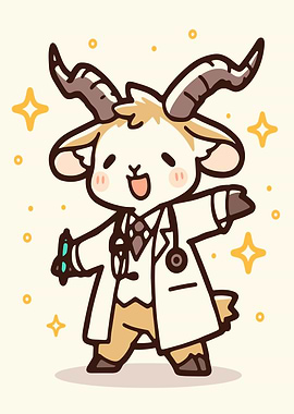 Cute Doctor Goat with Stethoscope