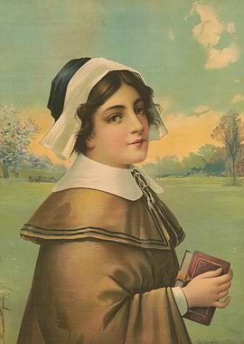 Pilgrim Woman Holding a Book
