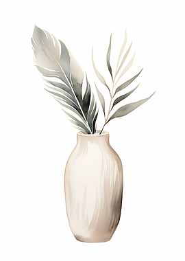 Vase Feathers and Leaves
