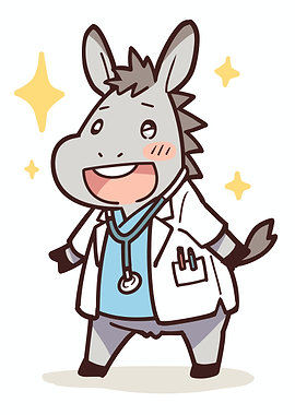 Cute Donkey Doctor with Stethoscope
