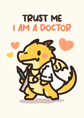 Cute Dragon Doctor with Stethoscope