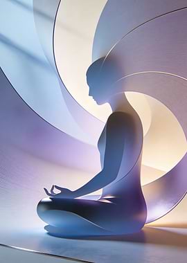 Silhouette Meditating in Abstract Swirl