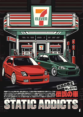Retro 7-Eleven with Tuner Cars