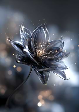 Ethereal Glass Flower with Golden Sparkles