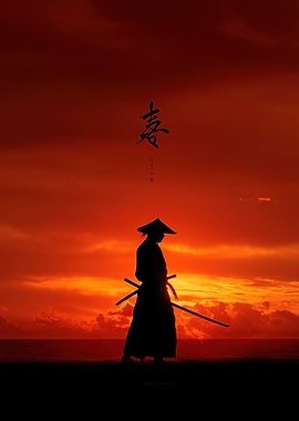 Samurai Silhouette at Sunset