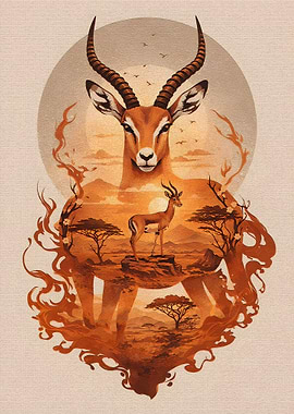 African Savannah Impala Landscape