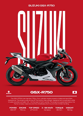 Suzuki GSX-R750 Motorcycle Poster