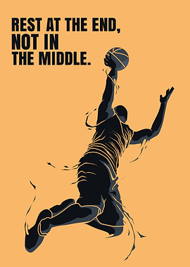 Basketball Player Dunking with Motivational Text