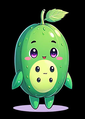 Cute Green Avocado Character