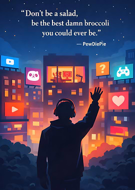 PewDiePie Quote with Cityscape