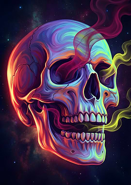 Psychedelic Skull with Cosmic Smoke