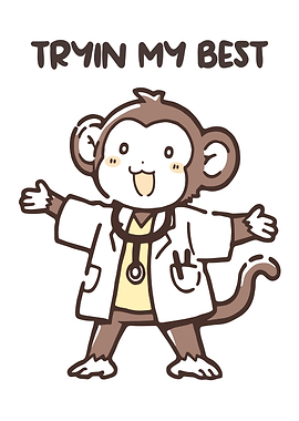 Cute Monkey Doctor Trying His Best