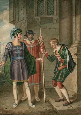 Three men in historical costumes