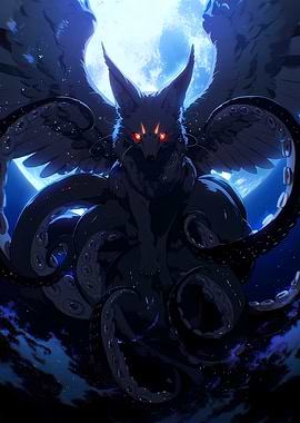 Mythical Creature with Wings and Tentacles