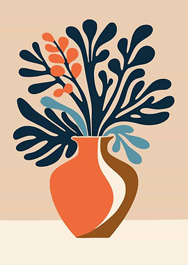 Abstract Floral Arrangement in a Vase