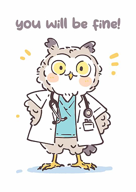 Cute Doctor Owl Saying You Will Be Fine