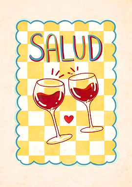 Salud Toast with Wine Glasses