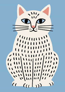 Cute White Cat Illustration