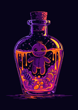 Voodoo Doll Potion Bottle Art