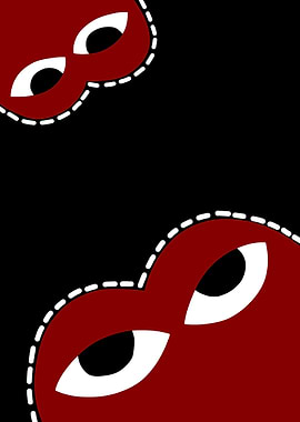 Red Heart Eyes on Black Background