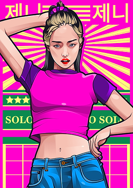Jennie Kpop Pop Art Portrait Poster