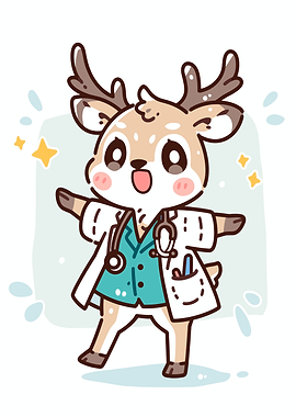 Cute Doctor Deer Cartoon
