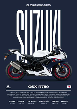 Suzuki GSX-R750 Motorcycle Poster