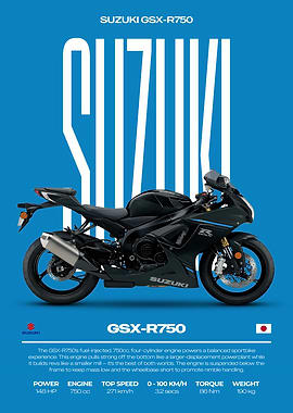 Suzuki GSX-R750 Motorcycle Poster
