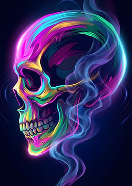 Colorful Skull with Smoke