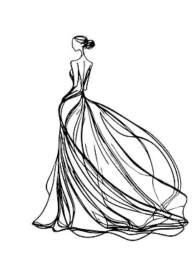 Elegant Fashion Sketch of a Woman in a Gown