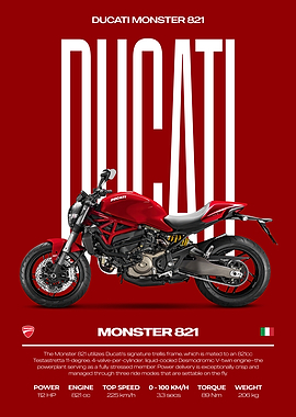Ducati Monster 821 Motorcycle Poster