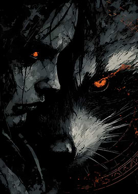 Dark Wolf and Human Face Fusion