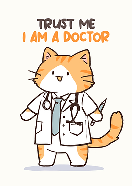 Cute Cat Doctor with Syringe