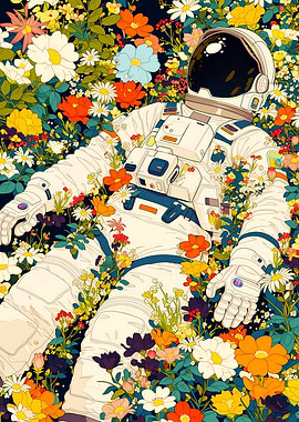 Astronaut in a Field of Flowers