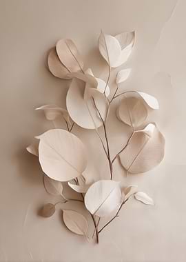 Eucalyptus Leaves on Beige Background
