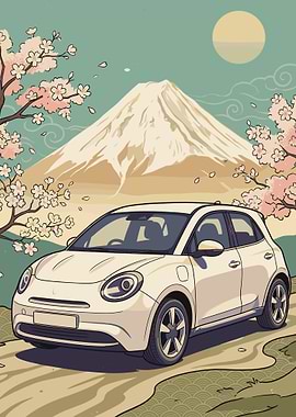 Springtime Drive Under Mount Fuji