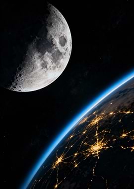 Earth and Moon in Space