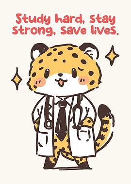 Cute Doctor Leopard with Inspirational Text